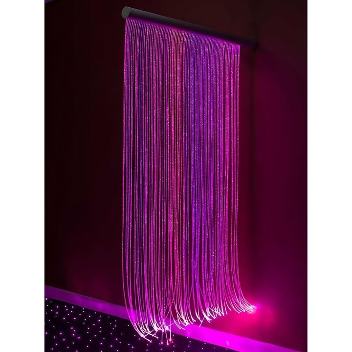 UFO Fiber Optic Sensory Wall Cascade With Built In LED - Indoor View Purple Light