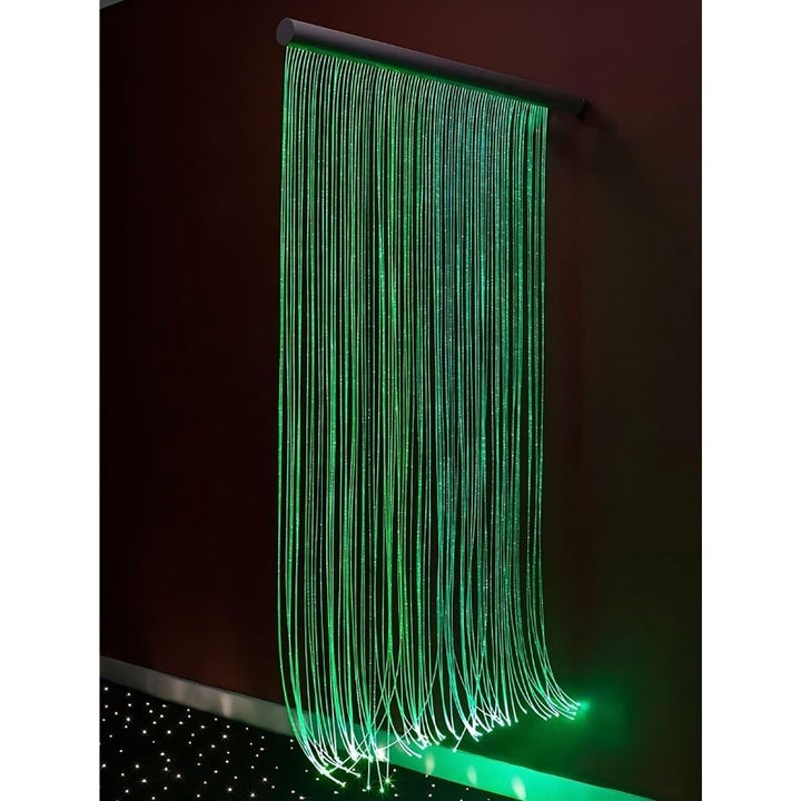 UFO Fiber Optic Sensory Wall Cascade With Built In LED - Indoor View Green Light