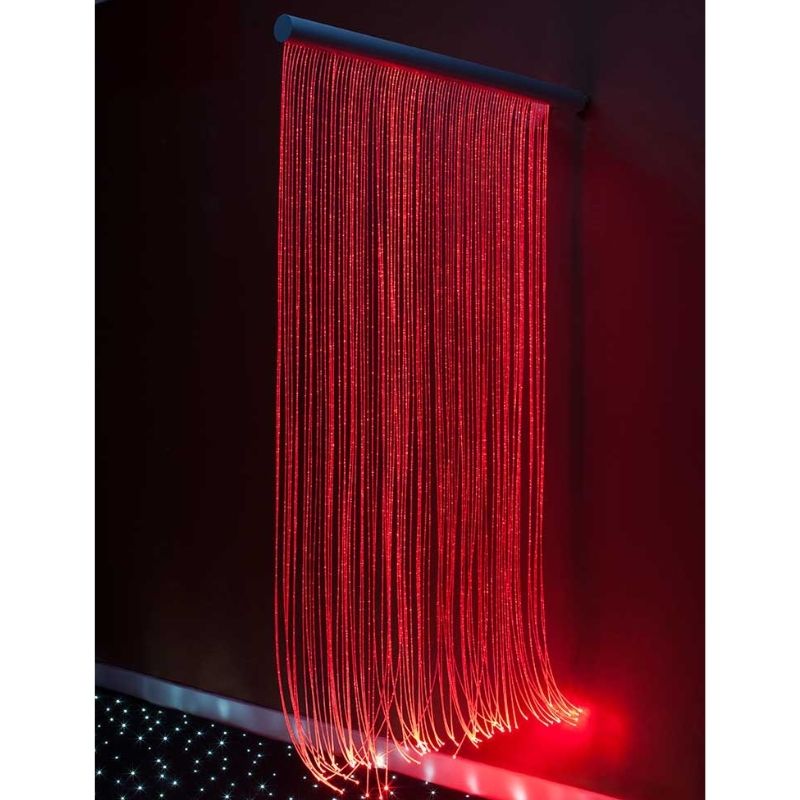 UFO Fiber Optic Sensory Wall Cascade With Built In LED - Indoor View Red Light