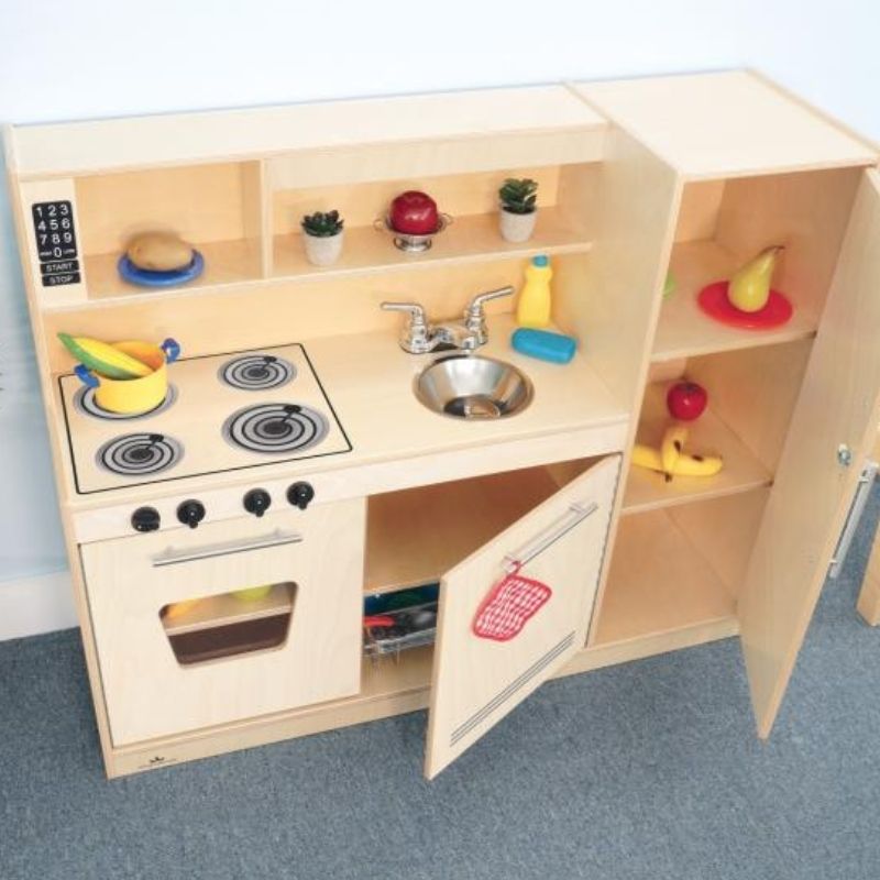 Whitney Brothers Contemporary Kitchen Combo - Natural Front and Top View

