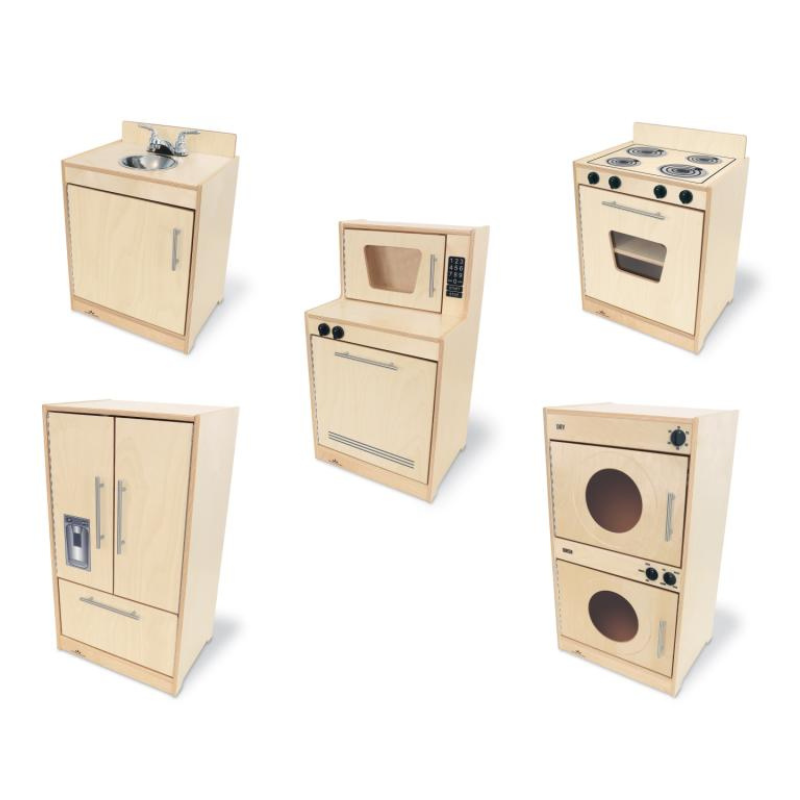 Whitney Brothers Contemporary Kitchen Ensemble - Natural Five Cabinet View