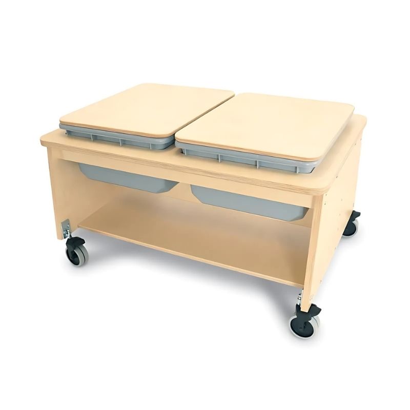 Whitney Brothers Whitney Plus Two Tub Sand & Water Table Portrait View With Cover
