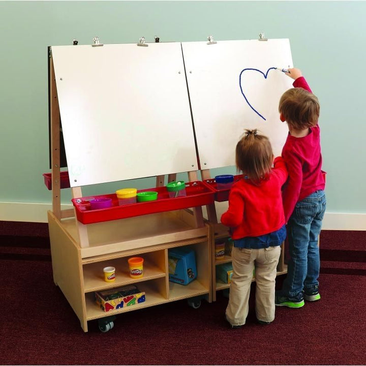 Whitney Brothers Mobile Art Center - Four Station Set - Two kids Active Play