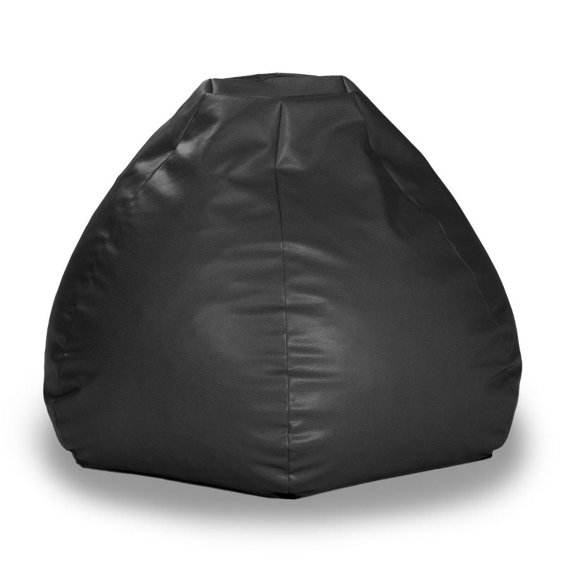 Jaxx Pazi faux leather bean bag pod chair in Black, a sculpted lounger for offices, classrooms and homes