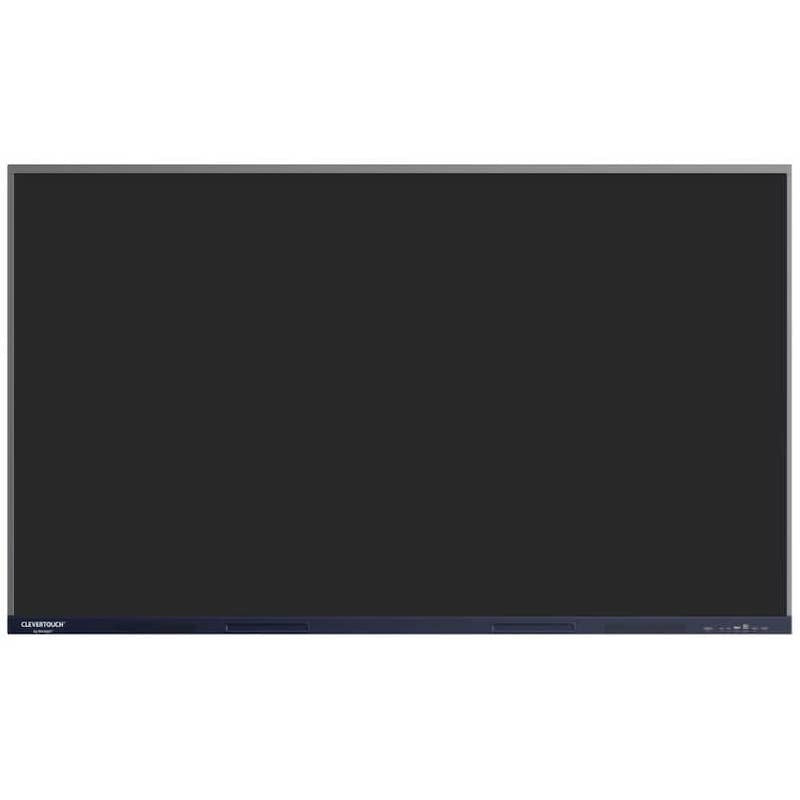Boxlight Clevertouch Max 2 interactive display with black screen showing the anti-glare surface quality and slim profile of the 4K classroom display