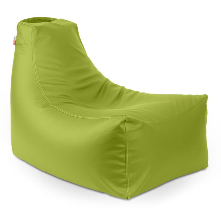 Jaxx Pezzi classroom bean bag chair in green vinyl, bright sensory seating for reading nooks and calm corners