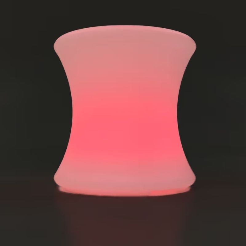 TFH Colour Morphing Stool glowing red, a rechargeable sensory light stool for visual stimulation