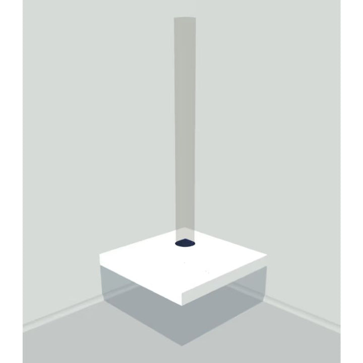 Rendered illustration of a corner bubble tube podium showing tube placement