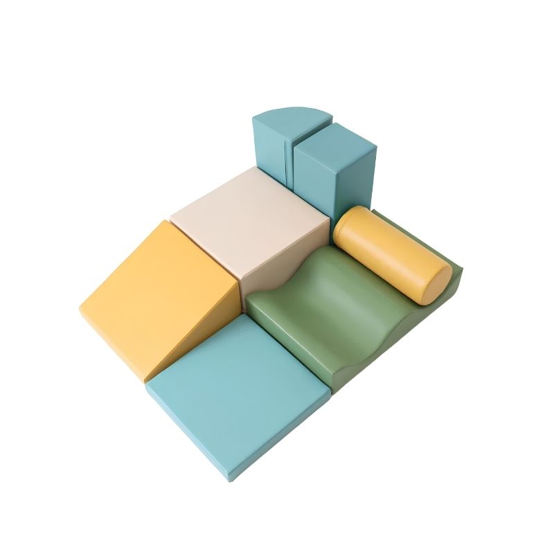 Top-down view of the IGLU Discoverer Soft Play Set in Pastel Turquoise, a modular foam toddler set