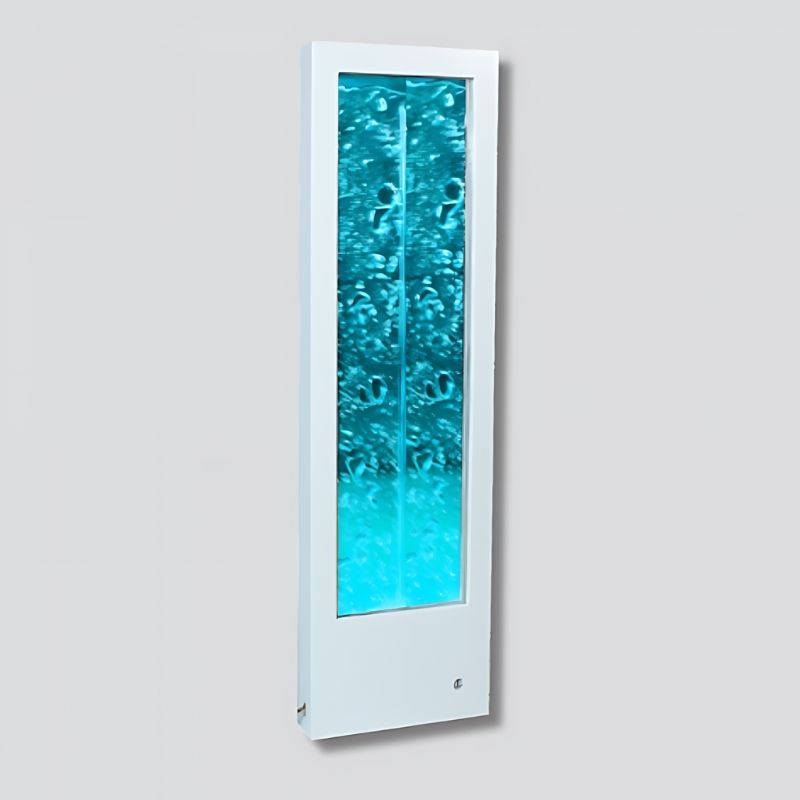 Experia Calming LED Bubble Wall front view showing the 72-inch wall-mounted auto colour-cycling bubble sensory display with no controller required