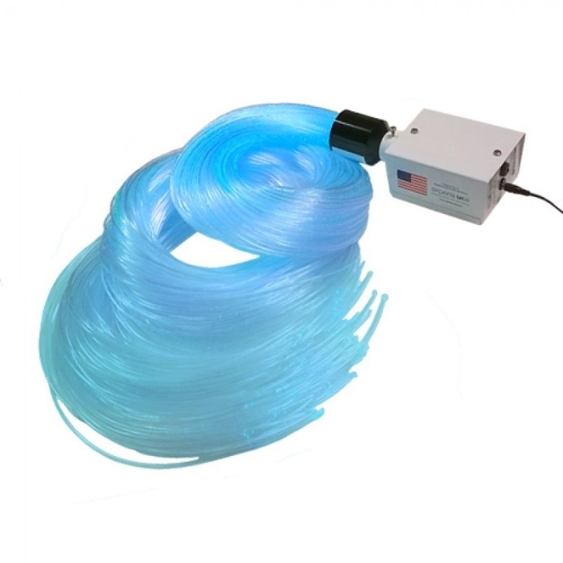 Close-up view of the Experia Calming LED Fibre Optic Bundle showing the auto colour-cycling fibre optic strands that cycle slowly through colours without any controller, ideal for anxiety and overstimulation