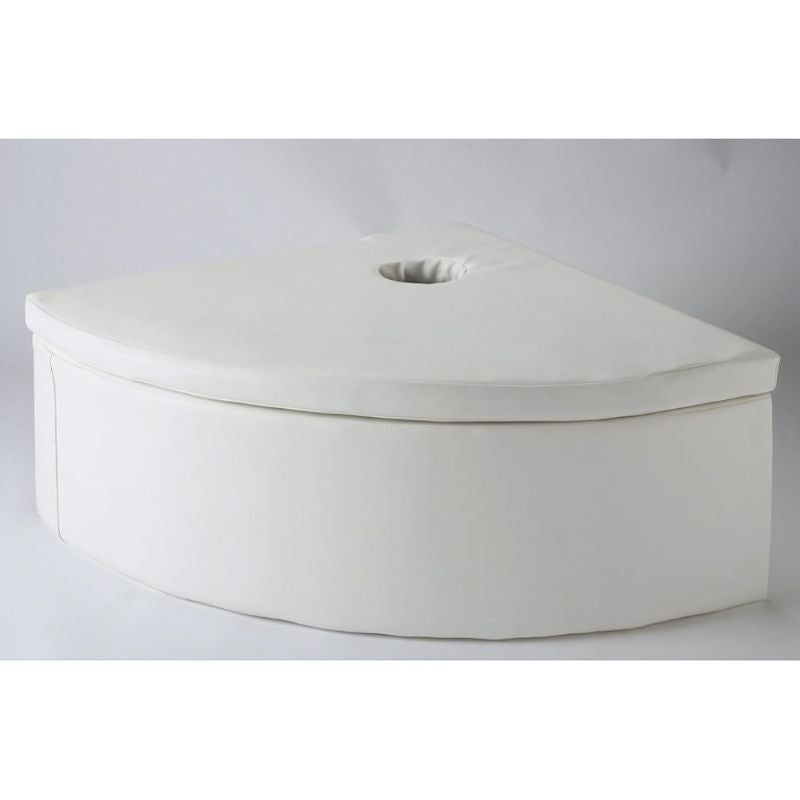 Experia Curved Bubble Tube Platform White clean view showing the curved phthalate-free vinyl surface and two available sizes for Experia sensory bubble tube corner installations