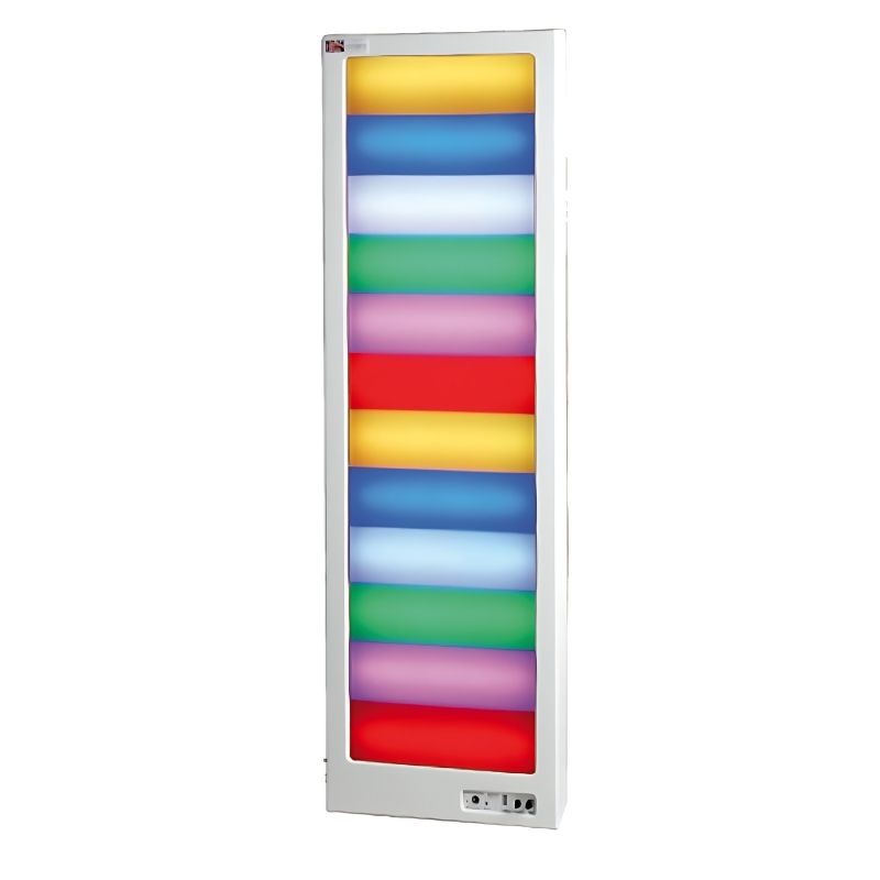 Experia Interactive LED Ladderlite front clean view showing the 60-inch tall narrow voice-activated LED ladder sensory panel with 8 modes for cause and effect vocalization development