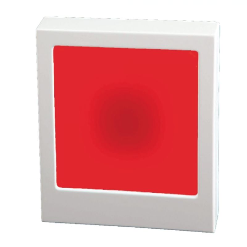 Experia IRiS LED Colour Panel front view in red light showing the 37x31-inch wireless IRiS Listener LED panel that changes colour in response to any Experia IRiS Talker