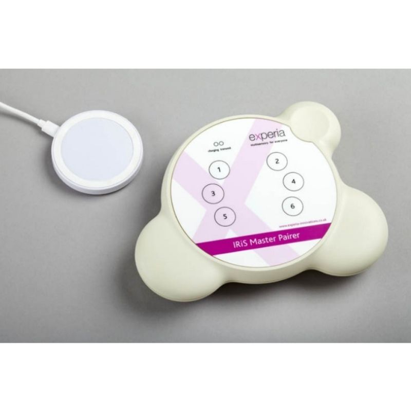 Experia IRiS Master Pairer landscape view showing the 6-way or 10-way wireless rechargeable hub for pairing all IRiS Talkers and Listeners in a multi-device sensory room
