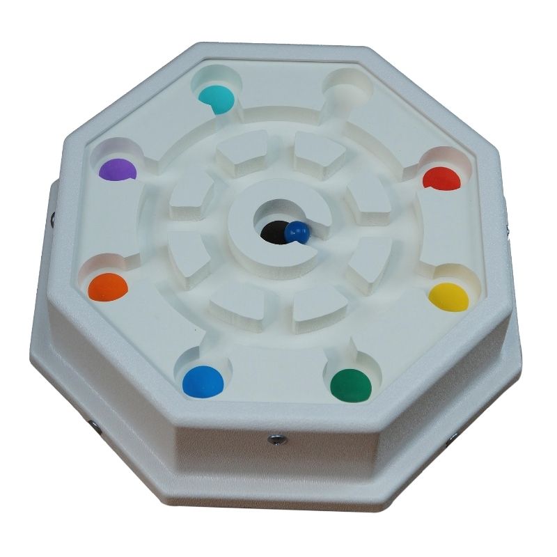 Experia Maze Controller close-up view showing the colour-coded marble maze tilt controller for Superactive and IRiS Experia sensory room systems