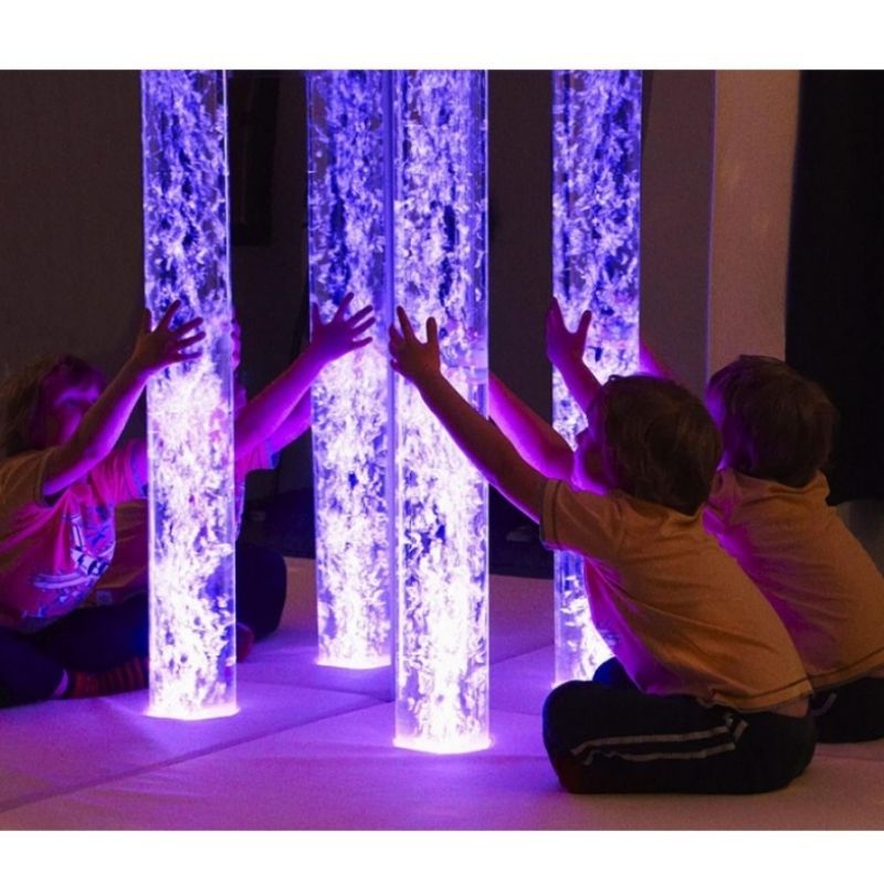 Child actively engaging with the Experia Sensory Corner Bundle, demonstrating interactive Superactive sensory play within the compact corner sensory environment for schools and therapy clinics