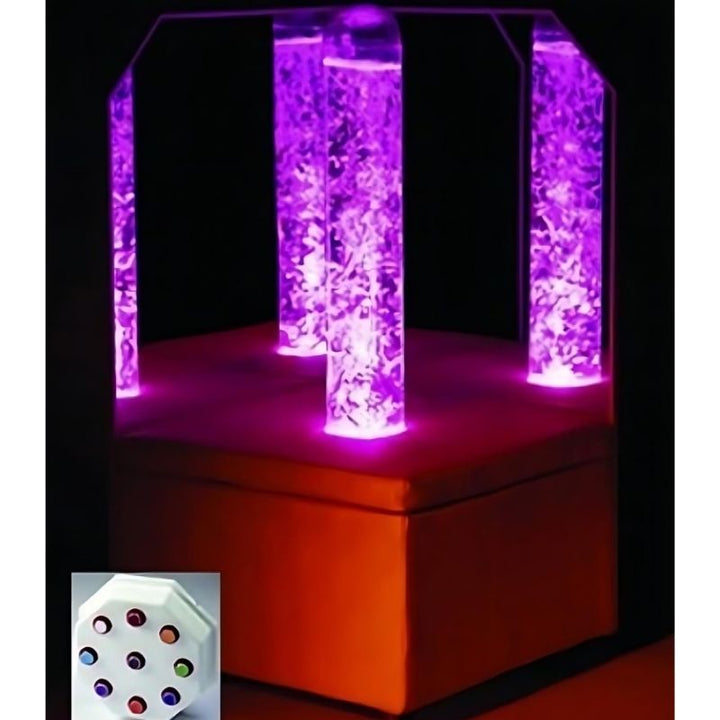 Experia Sensory Corner Bundle light tubes and lightsource view showing the Superactive LED Bubble Tube and fibre optic lightsource components of the corner sensory room kit
