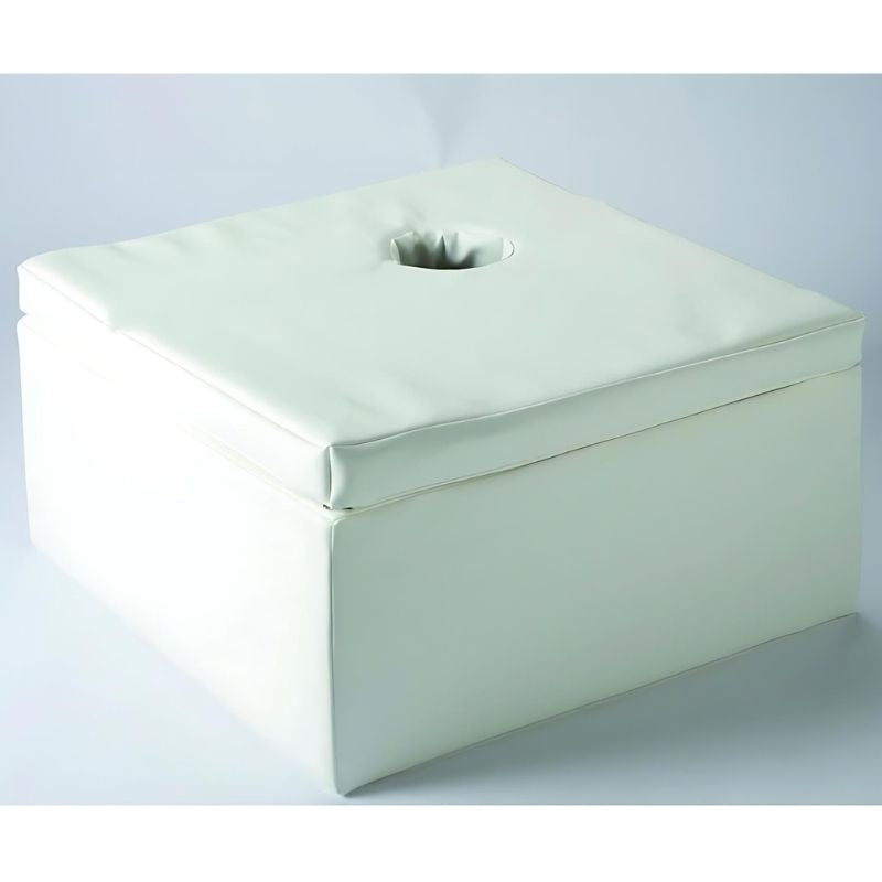 Experia Square Bubble Tube Platform White clean view showing the wipe-clean vinyl surface and spacious square format available in Medium and Large for sensory room bubble tube installations