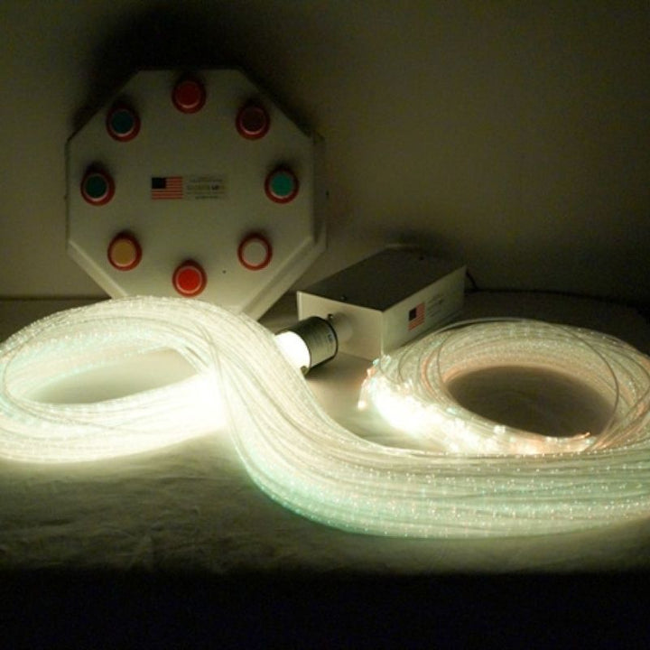 Experia Superactive LED Fibre Optic Bundle in cool white light showing the full fibre optic strand display of the 18-pound portable Experia sensory bundle