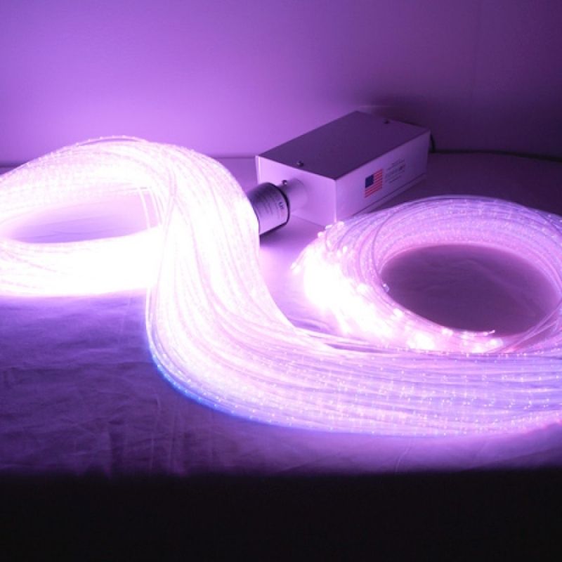Experia Superactive LED Fibre Optic Bundle in purple light showing the colour-changing fibre optic strands activated by the 8-colour wireless controller