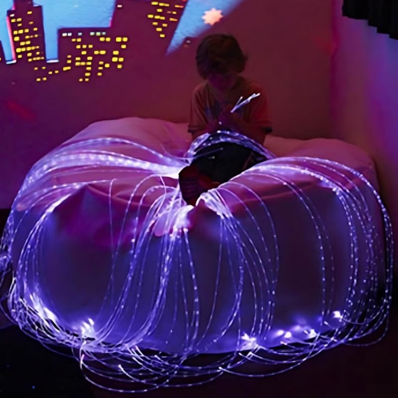 Experia Superactive Sensory Room Softie fibre optic set showing the tactile sensory lighting component included in the wireless interactive multi-sensory room package