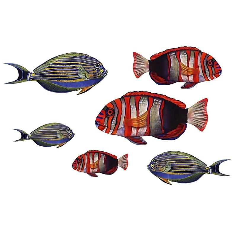 Experia Underwater Adventure Room vinyl fish decal set including Sturgeon and Harlequin fish, used to complete the underwater theme across the sensory room walls and surfaces