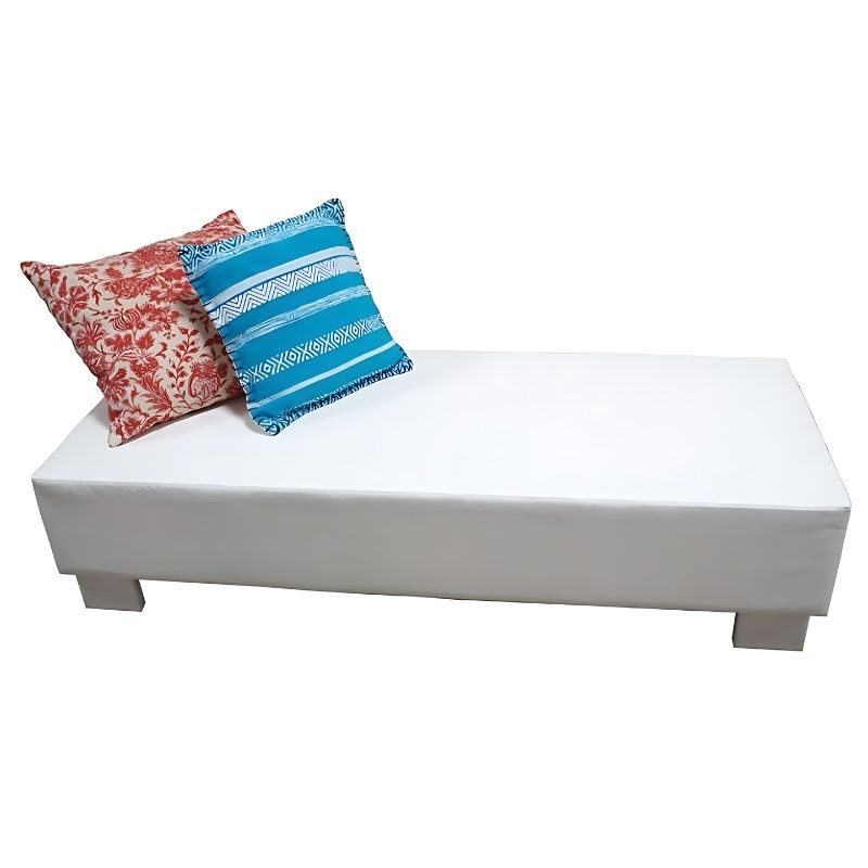 Experia Vibroacoustic Platform landscape view showing the 72x48-inch Bluetooth vibroacoustic therapy platform with two pillows, demonstrating the floor-level sit or lay format