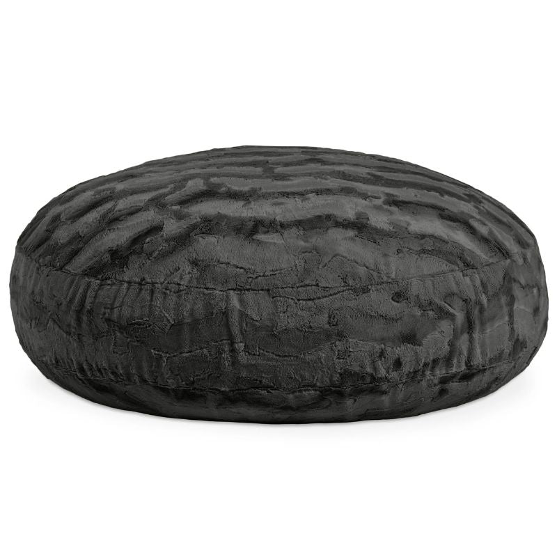 Jaxx Cocoon Fur faux fur bean bag chair in Black, a durable sensory seat and crash pad for kids in classrooms and homes