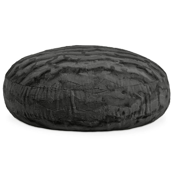 Jaxx Cocoon Fur faux fur bean bag chair in Black, a durable sensory seat and crash pad for kids in classrooms and homes