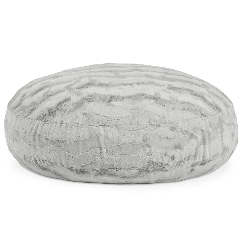Jaxx Cocoon Fur faux fur bean bag chair in Grey, cozy sensory seating and a crash pad for kids in classrooms and homes