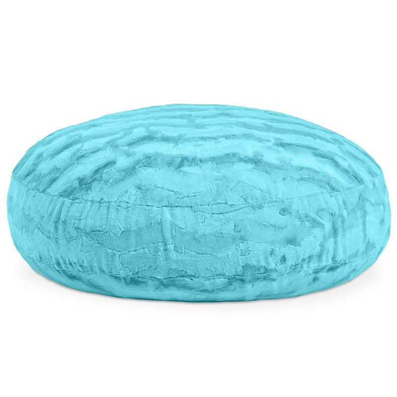 Jaxx Cocoon Fur faux fur bean bag chair in Teal, cozy sensory seating and a crash pad for kids in classrooms and homes