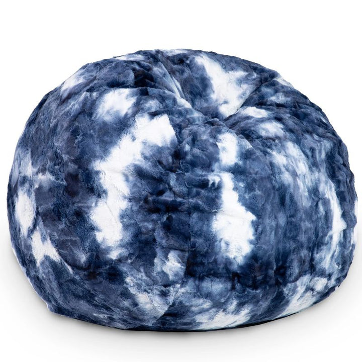Jaxx Saxx faux fur bean bag chair in Blueprint, a marbled tactile sensory seat for kids