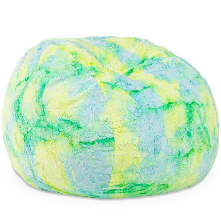 Jaxx Saxx faux fur bean bag chair in Firefly, a bright tactile sensory seat for kids