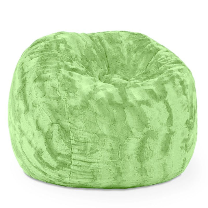 Jaxx Saxx faux fur bean bag chair in Green, a soft tactile sensory seat for kids