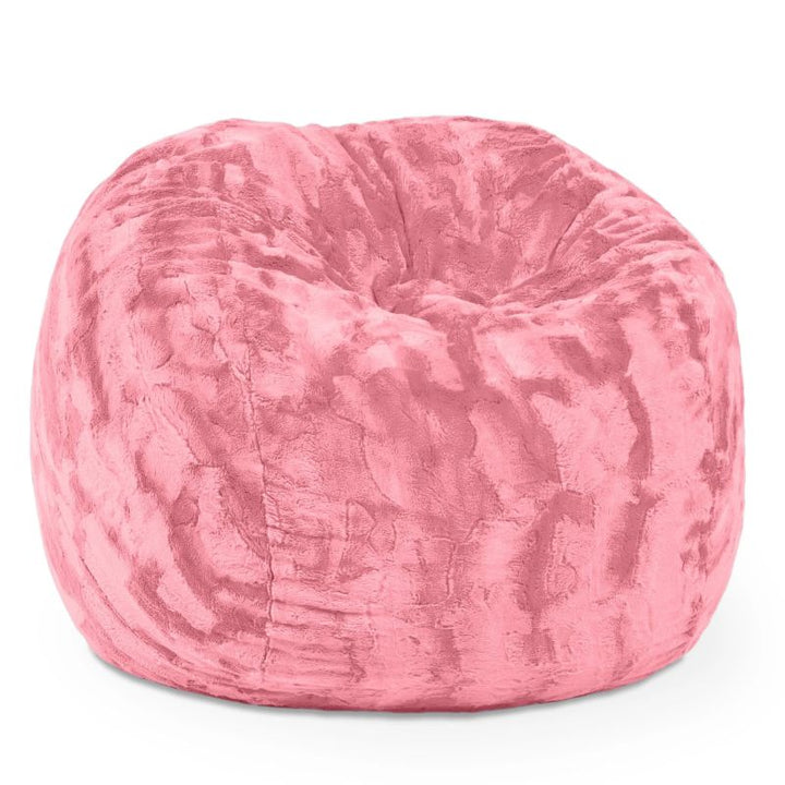 Jaxx Saxx faux fur bean bag chair in Pink, a plush tactile sensory seat for kids