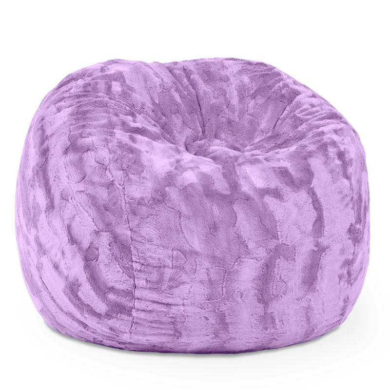 Jaxx Saxx faux fur bean bag chair in Purple, a soft tactile sensory seat for kids