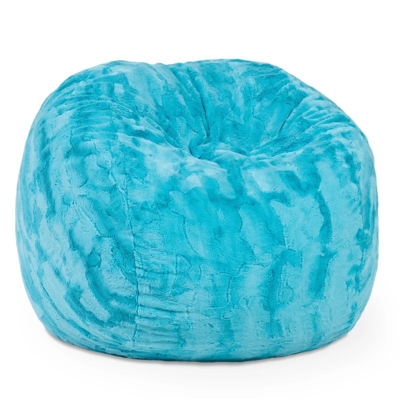 Jaxx Saxx faux fur bean bag chair in Teal, a soft tactile sensory seat for kids