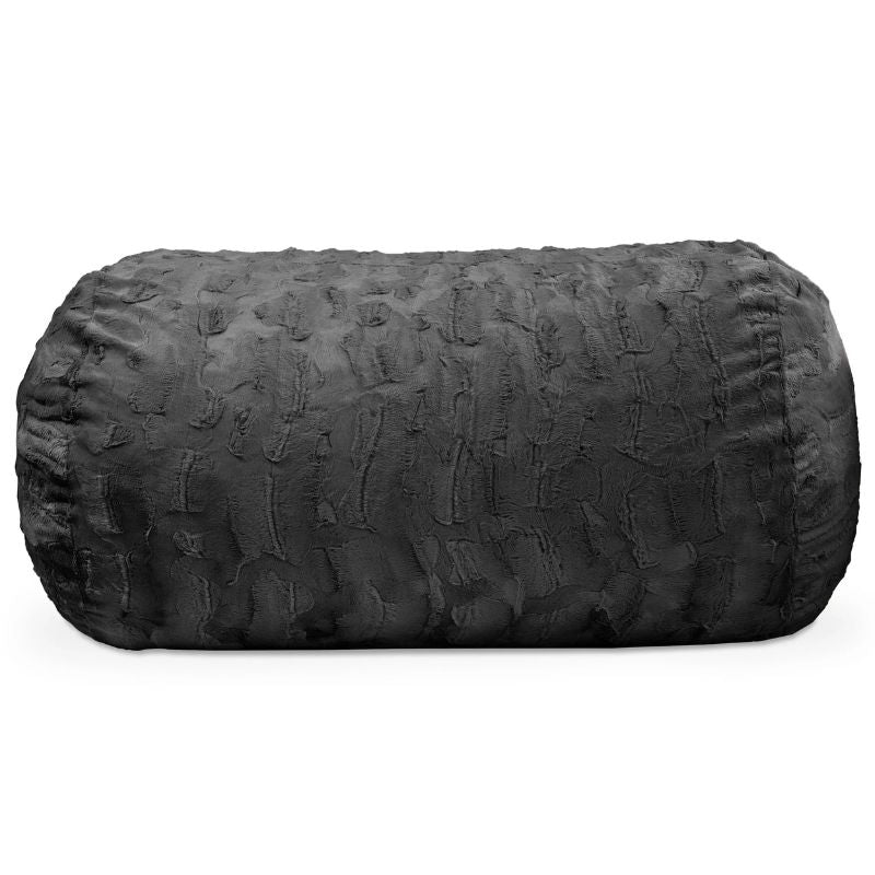 Jaxx Lounger 4ft faux fur bean bag lounger for kids in Black, a versatile sensory bean bag chair for classrooms and clinics.