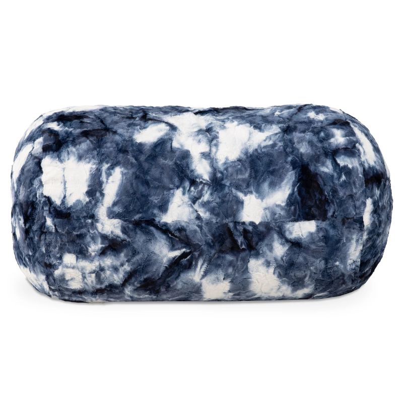 Jaxx Lounger 4ft faux fur bean bag lounger for kids in Blueprint, a kids bean bag chair with a tie-dye pattern for classrooms and homes.