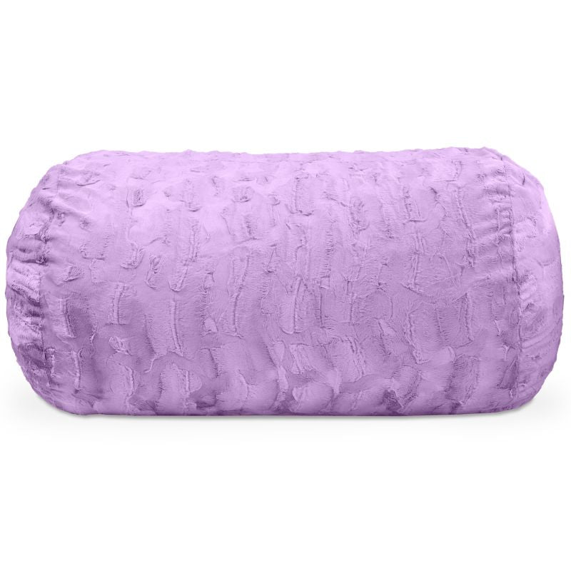 Jaxx Lounger 4ft faux fur bean bag lounger for kids in Purple, a plush sensory seating option for classrooms and playrooms.