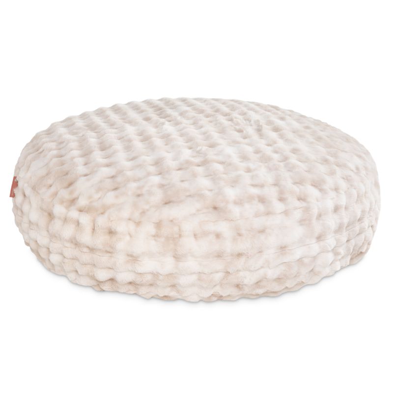 Big Snuggler by Raven-Symone faux fur bean bag lounger in Phantom Cream shown flat as an oversized floor bed