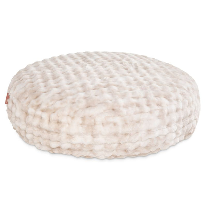 Big Snuggler by Raven-Symone faux fur bean bag lounger in Phantom Cream shown flat as an oversized floor bed