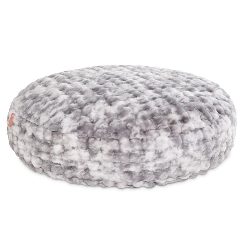 Big Snuggler by Raven-Symone faux fur bean bag lounger in Phantom Gray shown flat as an oversized floor bed
