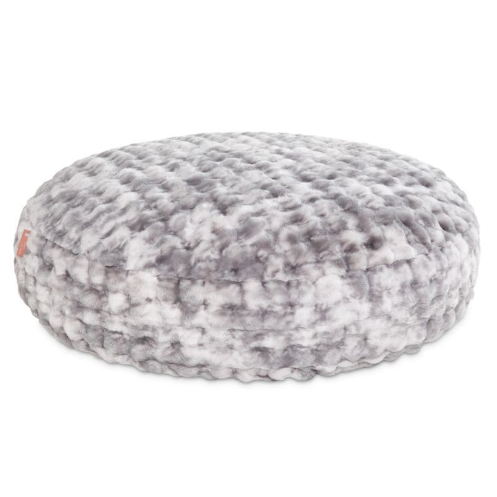 Big Snuggler by Raven-Symone faux fur bean bag lounger in Phantom Gray shown flat as an oversized floor bed