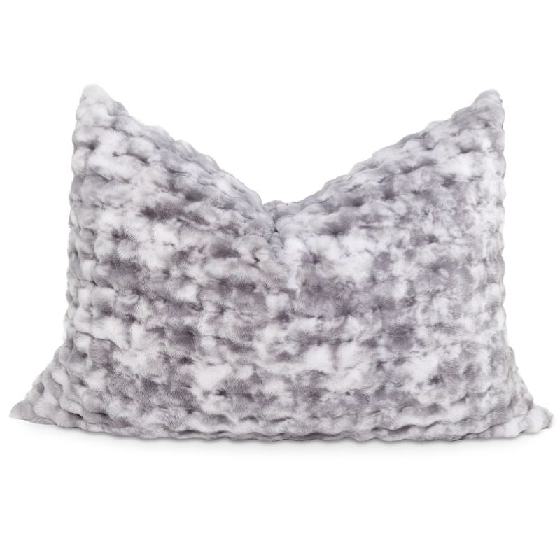 Raven-Symoné LoungePuff faux fur floor lounger in Phantom Grey on a white background