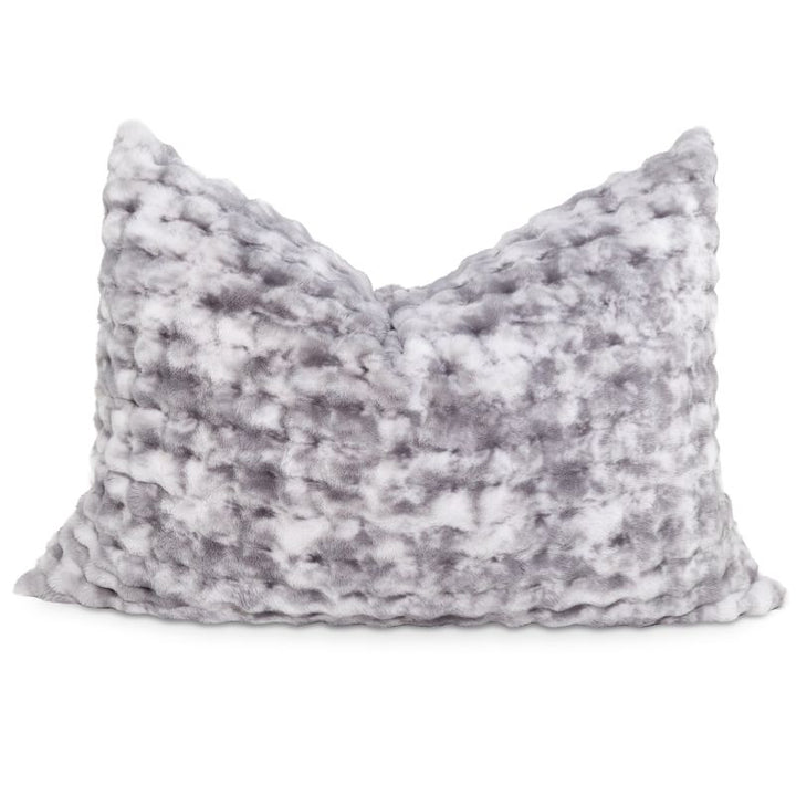 Raven-Symoné LoungePuff faux fur floor lounger in Phantom Grey on a white background