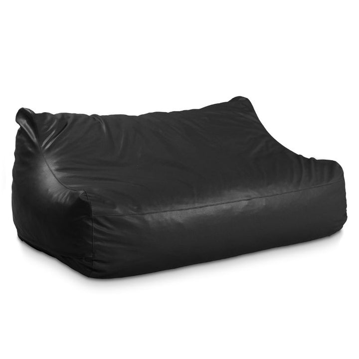 Jaxx Lozia faux leather loveseat in black, a two-seat classroom soft seating option