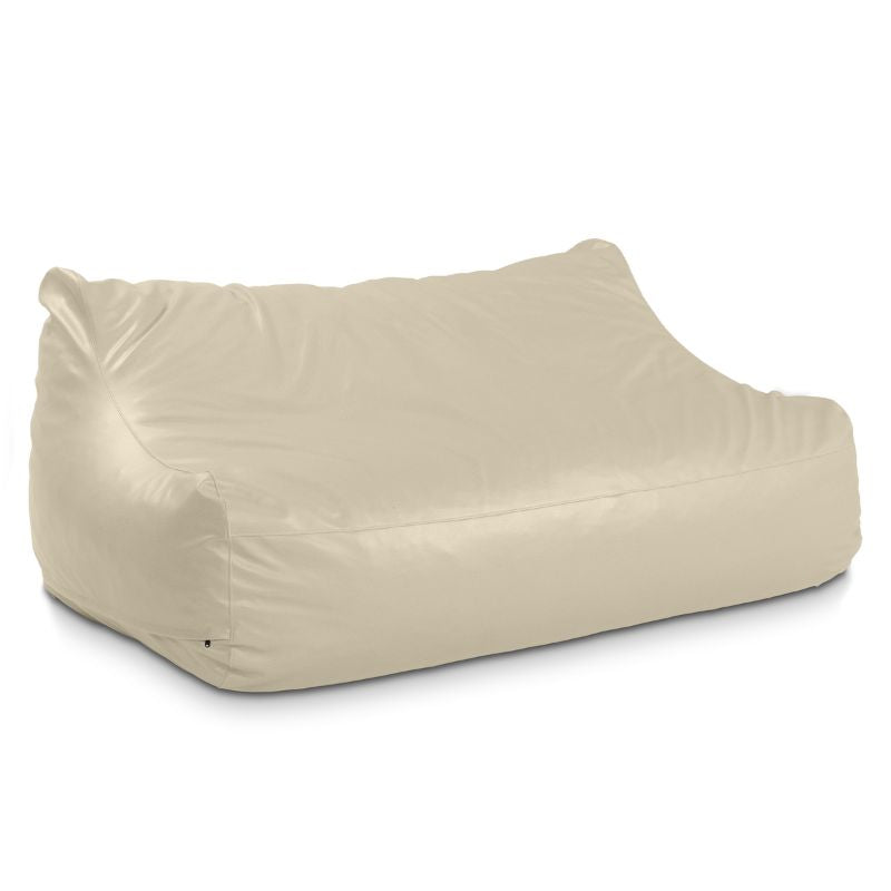 Jaxx Lozia faux leather loveseat in natural beige, classroom soft seating with a wipe-clean finish