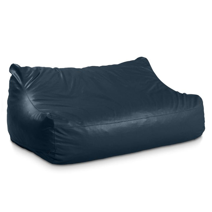 Jaxx Lozia faux leather loveseat in oxford blue, two-seat waiting room seating